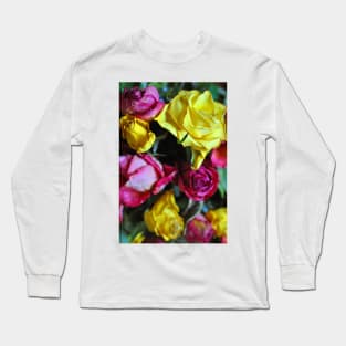 Yellow Pink And Red Rose's Summer Flowers Long Sleeve T-Shirt